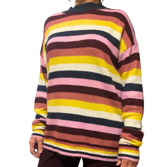 Cozy Oversized Colorful Striped Sweater - Picture 4 of 13